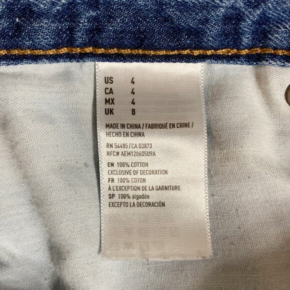 American Eagle Vintage Hi Rise Festival Jean Shorts Flowers Bird Blue Women's 4 - Picture 10 of 11